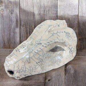 Vintage Studio Art Pottery Large Reptile Crocodile Bust Hand Made Carved Pottery